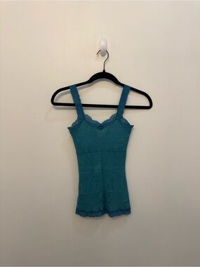 Vintage 2000s PacSun Lilu Teal Lace-Trim Camisole